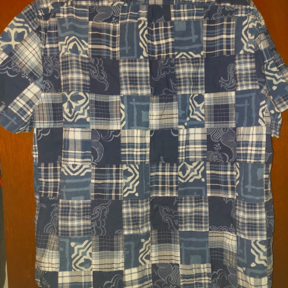 J CREW MADRAS COTTON PATCHWORK SHIRT XL
